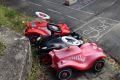 die Bobby Car Boliden am Startplatz